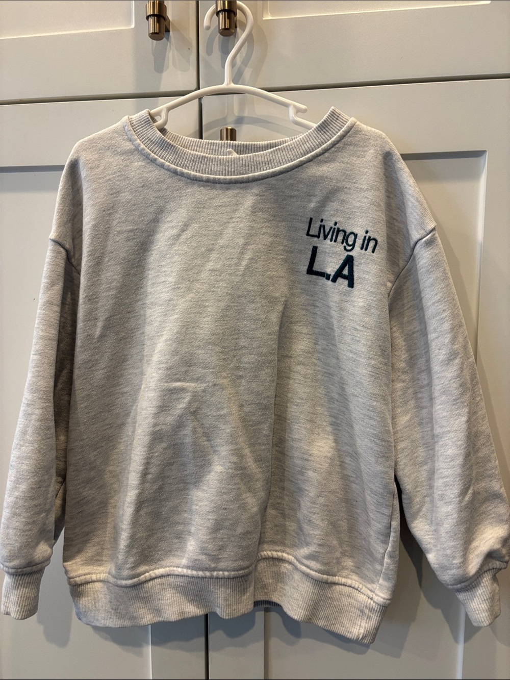 Zara Light Gray 'Living in LA' Crewneck Sweatshirt